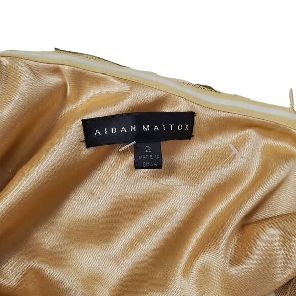 Aidan Mattox Geometric Applique Tulle Sheath Dress - Picture 8 of 14